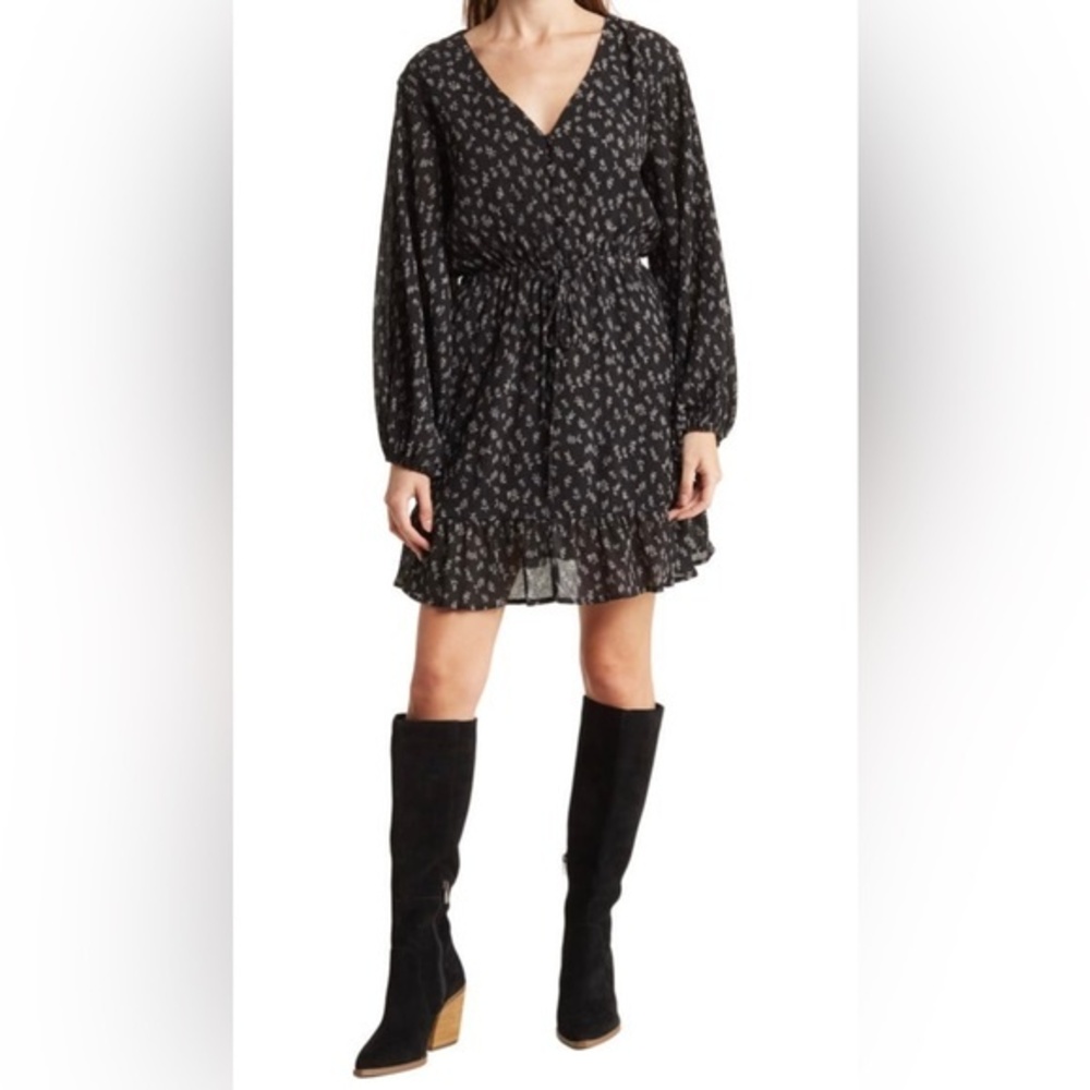 Wishlist NWT Floral Boho Southwestern Ditsy Print Tie-Waisted Flowy Mini Dress S